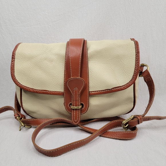 VNTG Americana Cabin Creek Elegant Cream and Brown Leather Women's Bag - Picture 2 of 9